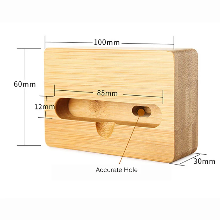GRIRIW Supporto Per Cellulare Supporto Da Tavolo Per Telefono In Legno Amplificatore Senza Spina Di Legno Telaio Del Tavolo Tappo Porta Cellulare Bambù - 3