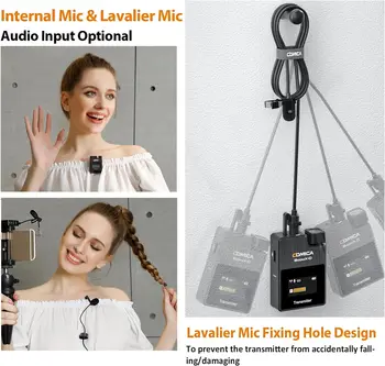 Comica Wireless Lavalier Microphone, BoomX-D2 2.4G Compact Wireless Lapel Microphone System with 2 Transmitter and 1 Receiver detail image
