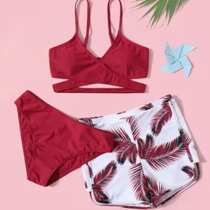 Special Link High Waist Triangle Bra Set for Children 3-Piece OEM Service