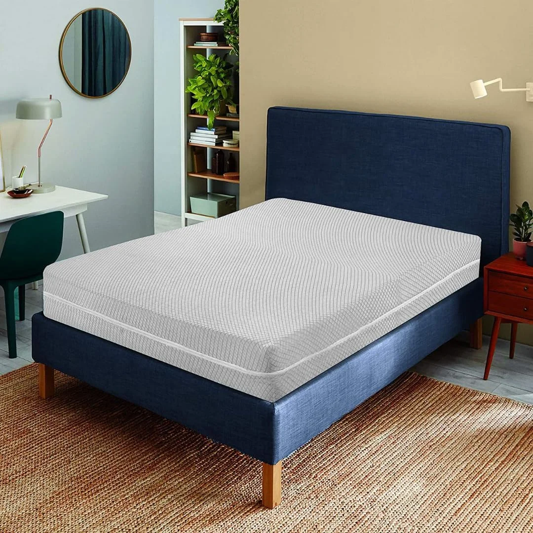 Washable Grey Grid Mattress Cover Mattress Encasement with Zipper details