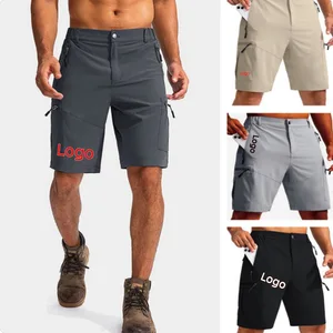 Custom Logo Print Summer New Fashion Men's Multi Pockets Workwear Shorts Large Zipper Casual Quick Dry Running Gym Fitness Pants