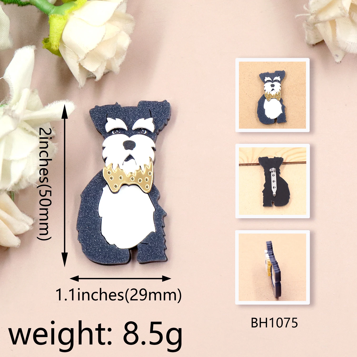 Customized MD155BH1075  New Arrival Corgi dog Brooch (Safety Pin) cute Laser Cut Acrylic Jewelry Handmade factory