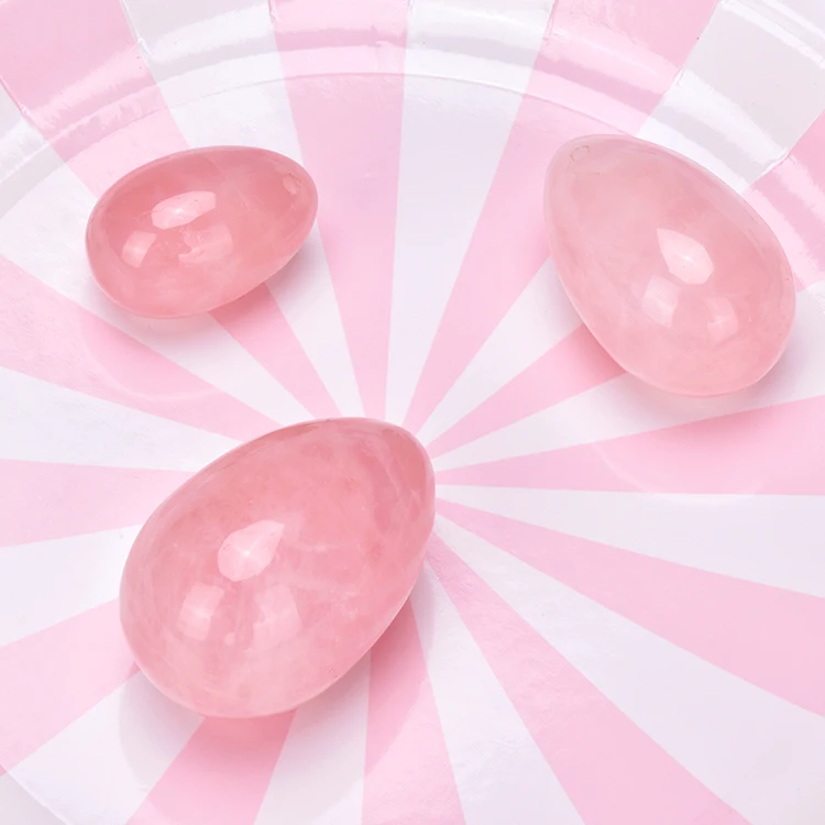 Лечебное массажное Дешевое розовое кварцевое яичко yoni, женское Хрустальное яйцо yoni в розовой коробке
