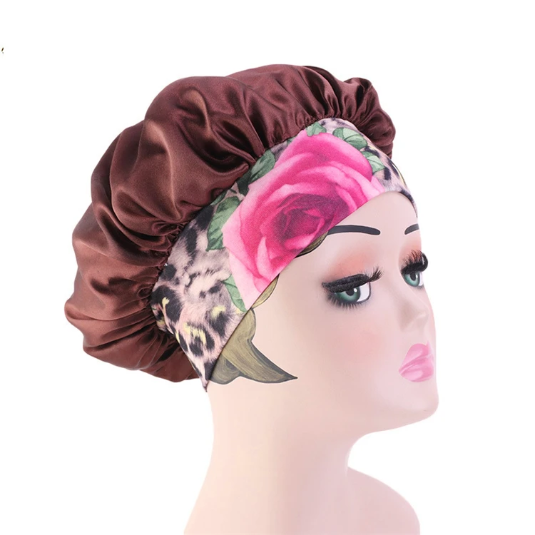 Мягкая атласная шапочка с индивидуальным логотипом, двусторонняя шелковая шапочка для сна, двухслойная Регулируемая Роскошная красивая шапочка для волос