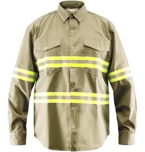 Custom Logo Long Sleeve Poly Cotton Reflective Work Wear Reflective Safety Breathable Unisex Hi Vis Industry Work Grey Shirt