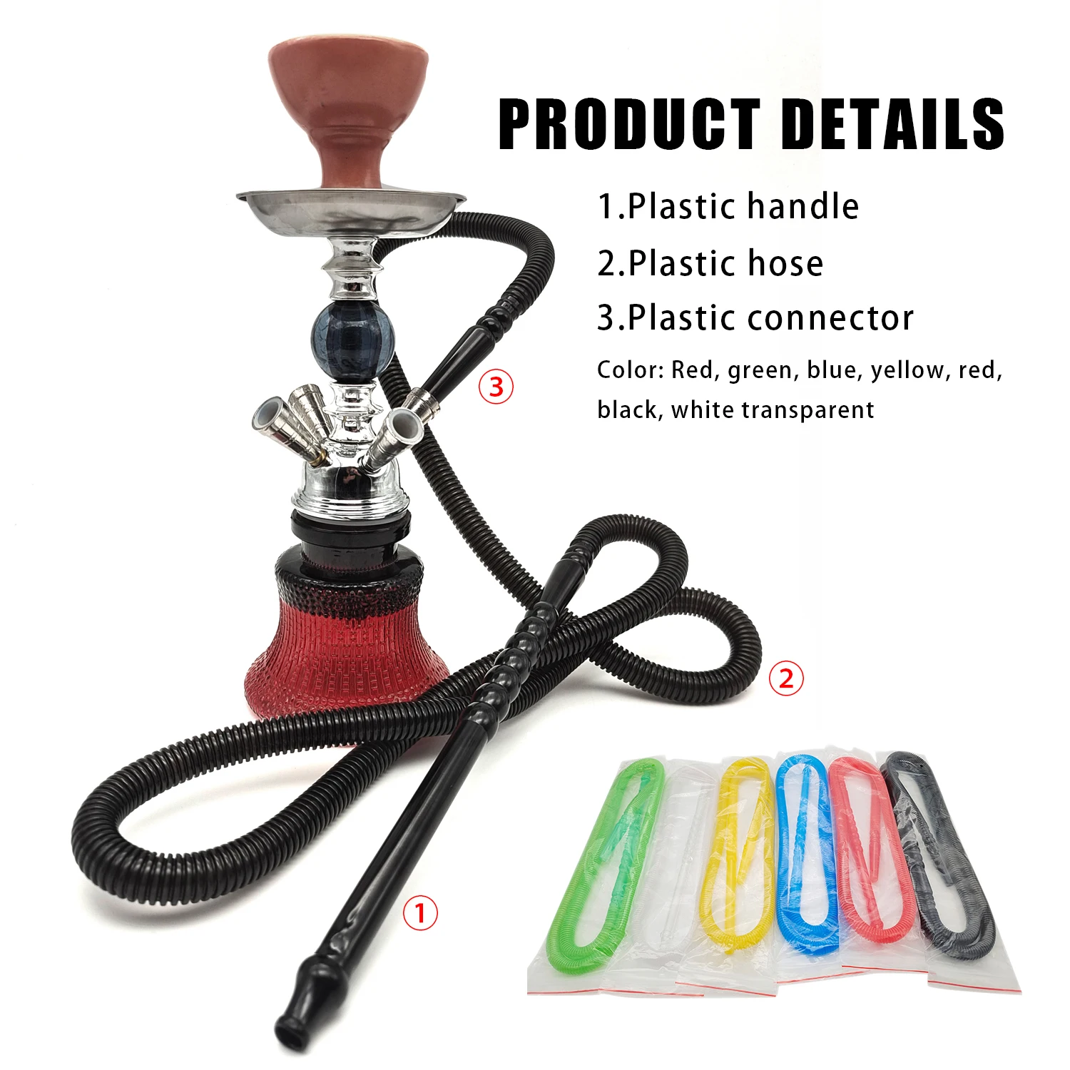 Factory Direct 1.5m or 1.8m Colorful Customized logo Luxury Smoking Accessories Plastic Disposable Hookah Hose