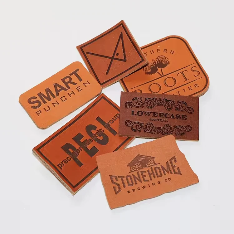 Custom Iron on Embossed Soft Real Genuine Fake Leather Clothing Self-Adhesive Hat Tags Jeans Repair Patches in Private Brand