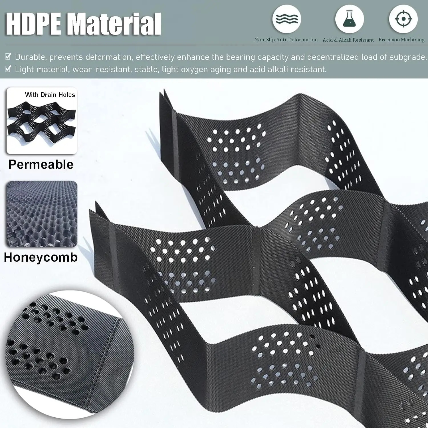 Durable HDPE Geocells Smooth Surface HDPE Geocell for Driveways Erosion Control for Slopes Retaining Wall Support 0