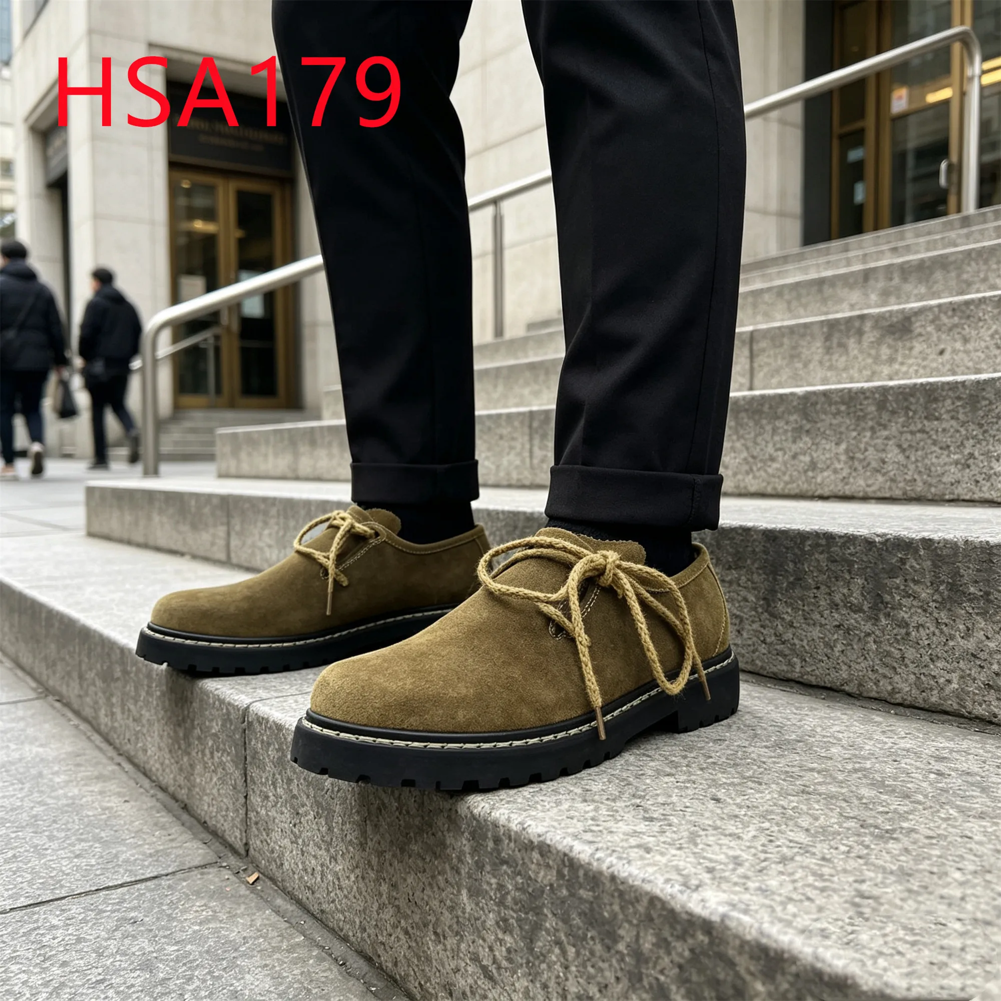HY,Twine Shoelace Design Anti-chafing Feet Hua Singh Men Leather Shoes Multi Color Suede Leather Casual Shoes in Germany HSA179