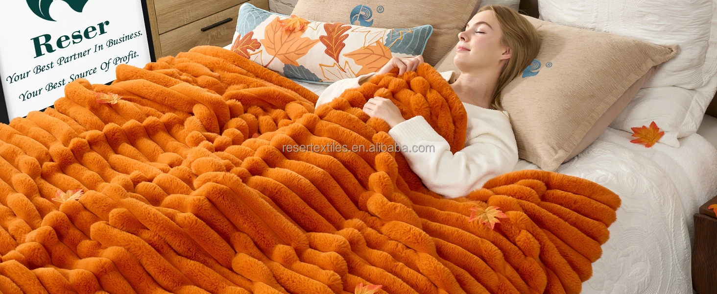 Wholesale Faux Fur Throw Blanket European & American Style Solid Soft Plush Thick Luxury Versatile for Living Room Bedroom