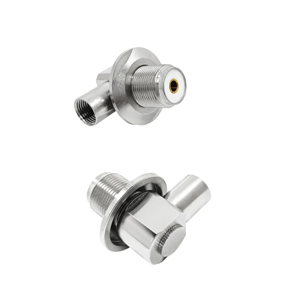 RF Terminals UHF SO239 Female Jack Bulkhead Right Angle Connector Solder for RG8 LMR400 Cable