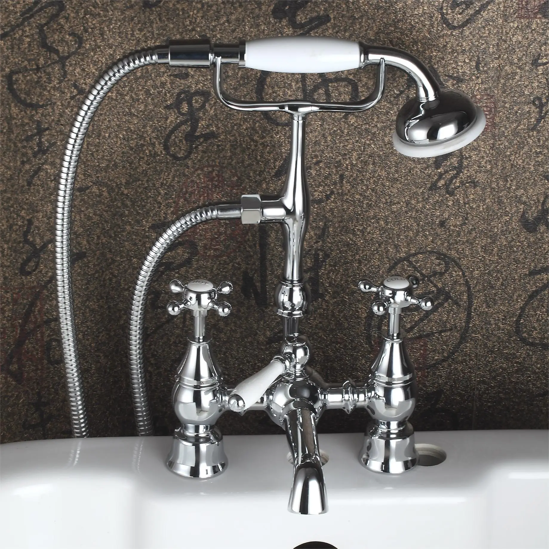 Traditional Deck Mounted Bath Shower Mixer - Gold manufacture