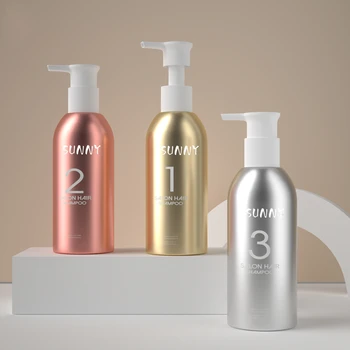 Luxury electroplate plastic shampoo bottle  300ml 400ml 500ml empty PET bottle and jar with pump for lotion cream