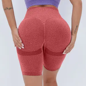 Women's High Quality Seamless High Waisted Elastic Shorts Hip Lifting Solid Pattern Available for Wholesale