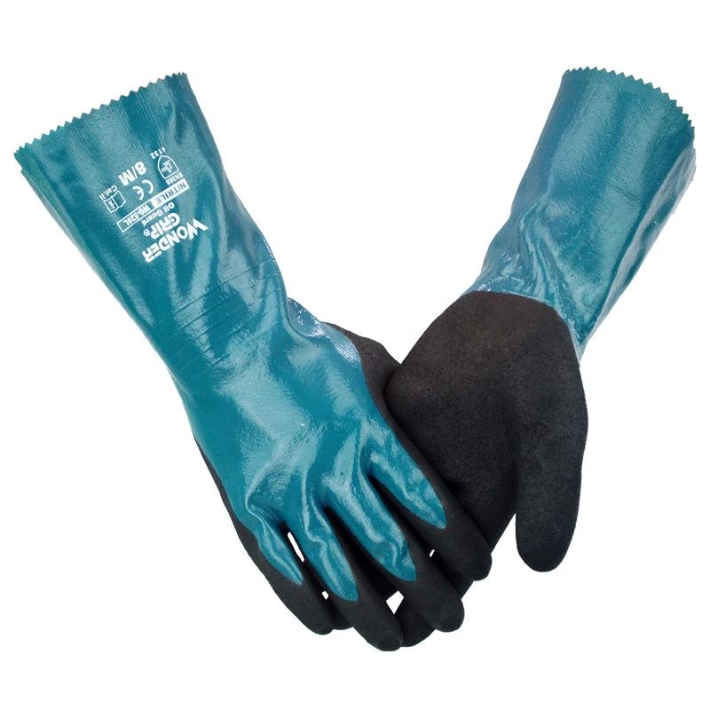 Oil-Proof Anti-cut Safety Work Waterproof Long Sleeve Gloves 1PAIR 