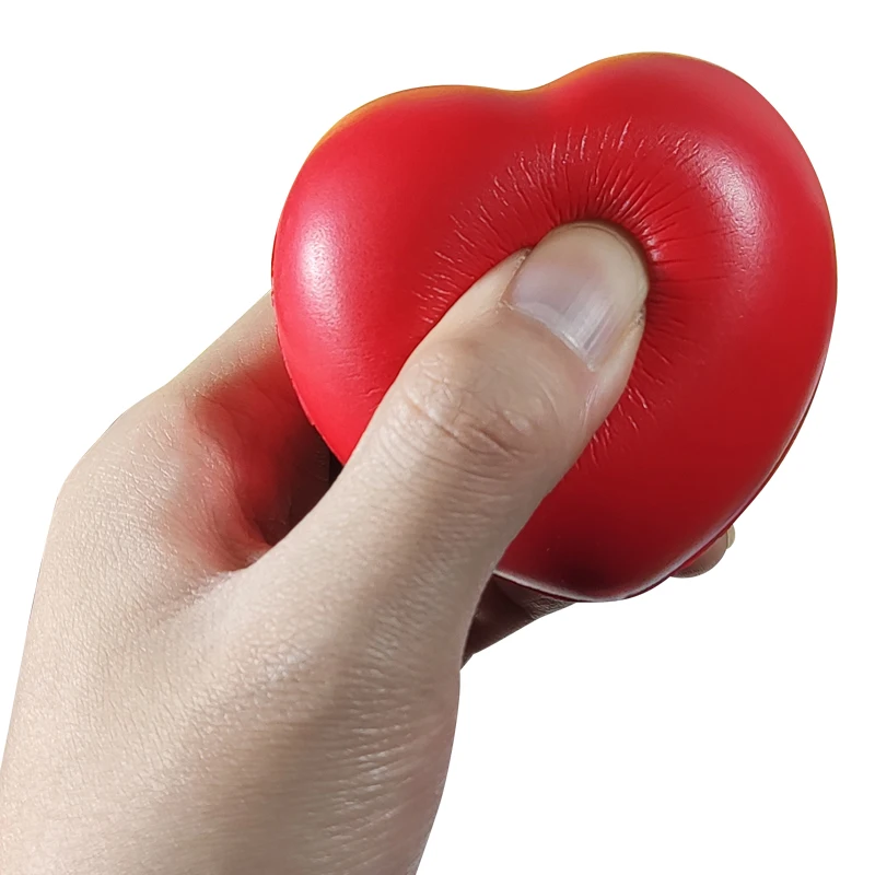 Wholesale PU Foam Custom Logo Color Printed Bulk Mini Red Yellow White Blue Green Heart Shaped Stress Balls