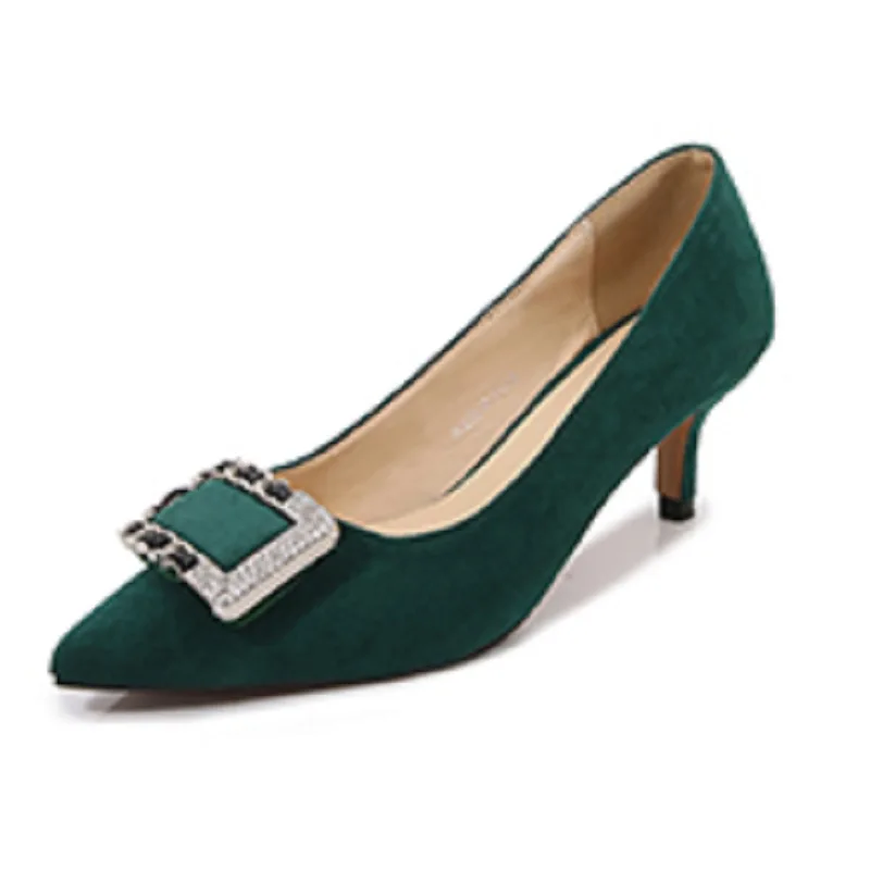 UP-1469J 5cm Low Heel Office Heels with Rhinestone Design