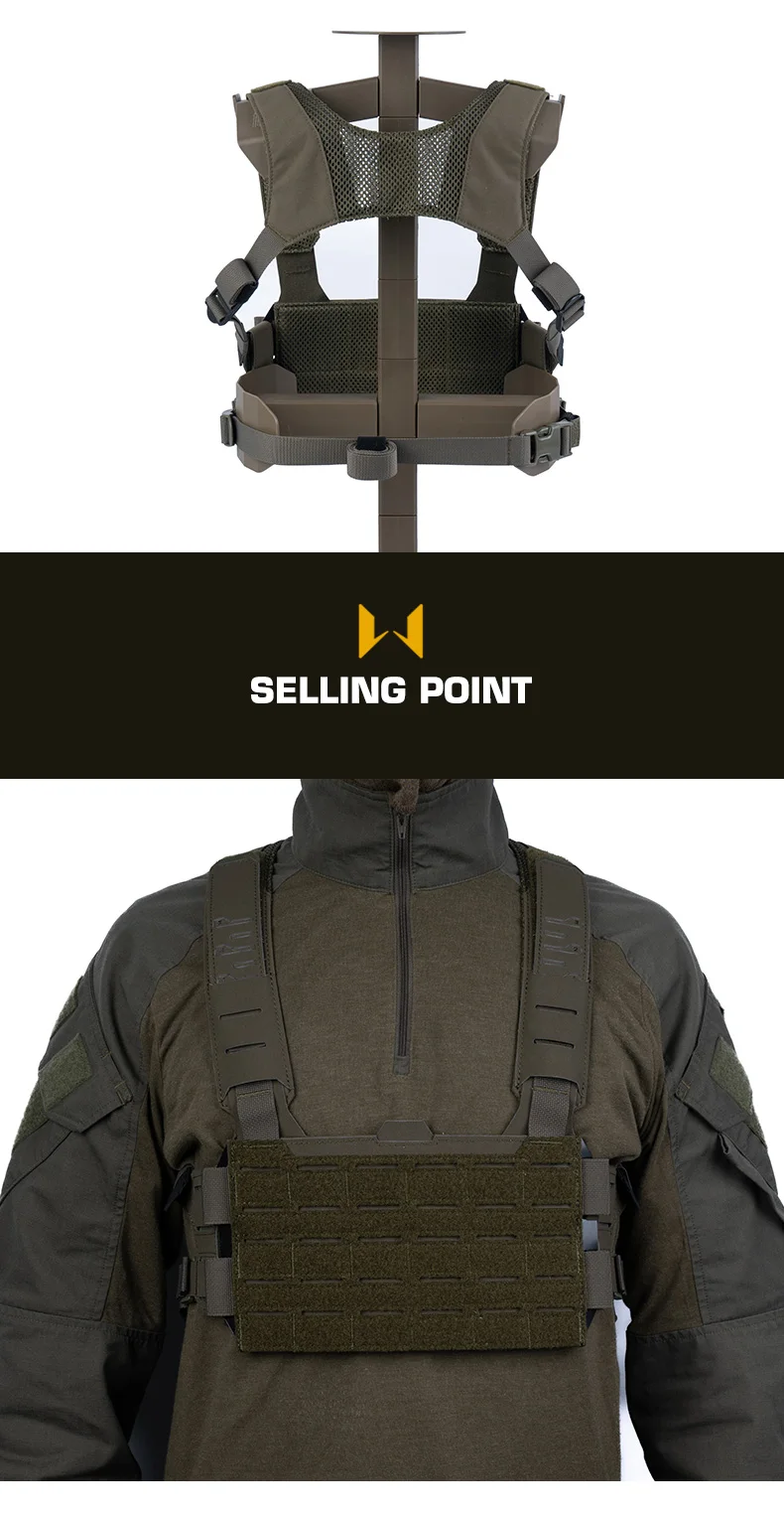 Taktische K-Modular-Brusttasche mit Schultergurten, atmungsaktives Mesh-Gewebe, passend für K-Z Airsoft Placard Admin Pouch – Detail 3