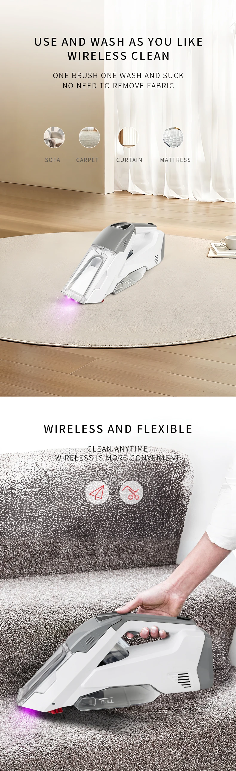 Small Pet Spot Clean Rug Upholstery Steam Cleaner Home Manual Carpet Cleaner Machine Handheld