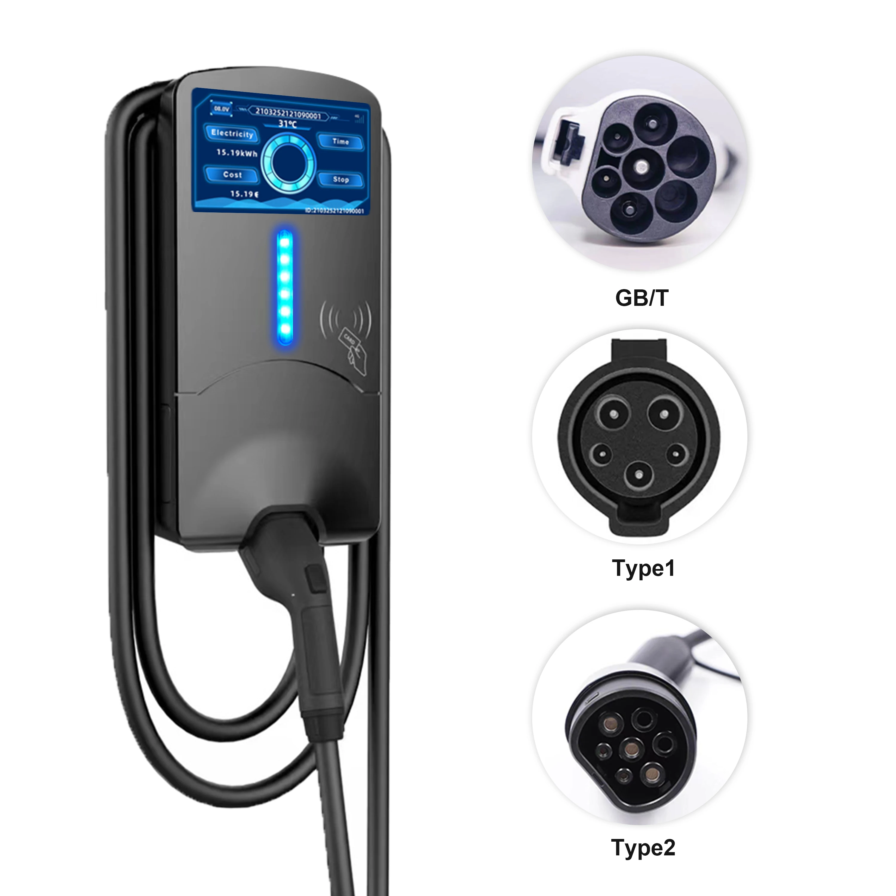 Commercial Portable 32a 7kw Evse Electric Car Vehicle Ac Ev Charger Power Station Fast Wall 6822