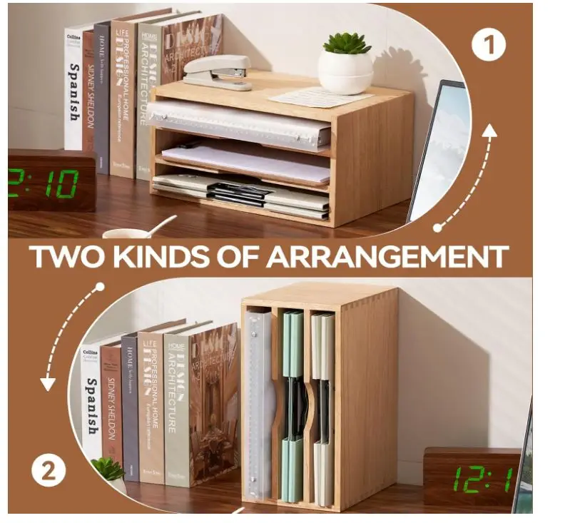 BEIJIALY Organiseur Bureau En Bois Avec Tiroir - Support Rangement Courrier Et Accessoires