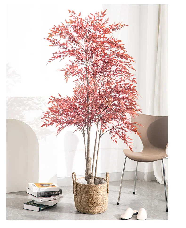 Custom Faux Potted Plants Artificial Nandina Tree For Indoor Outdoor