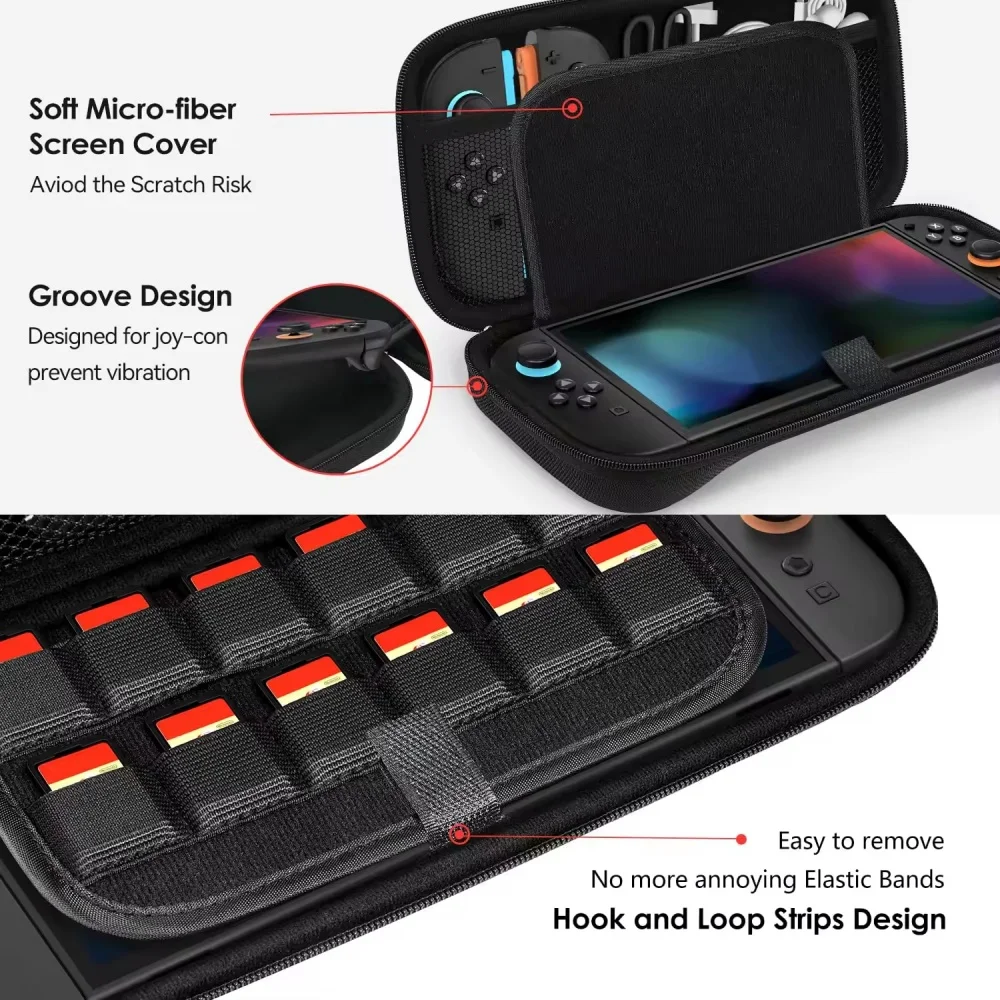 product portable hard shell pouch carrying travel game bag for nintendo switch 2 accessories holds 12 game cartridge laudtec-5