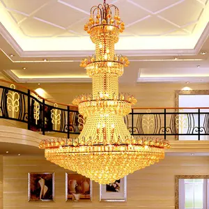 JACKSUN European Style Indoor Hotel Lobby Decoration Ceiling Light Professional Custom Luxury Large Project Crystal Chandelier