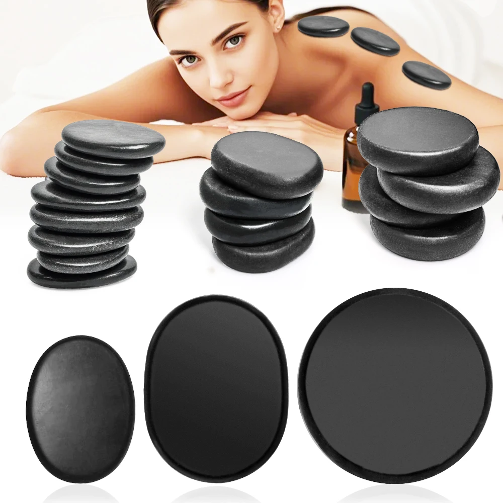 16-Piece Basalt Hot Stones with Heater Kit Infrared Physiotherapy Massage Stones for Home Spa Back Relaxation and Healing