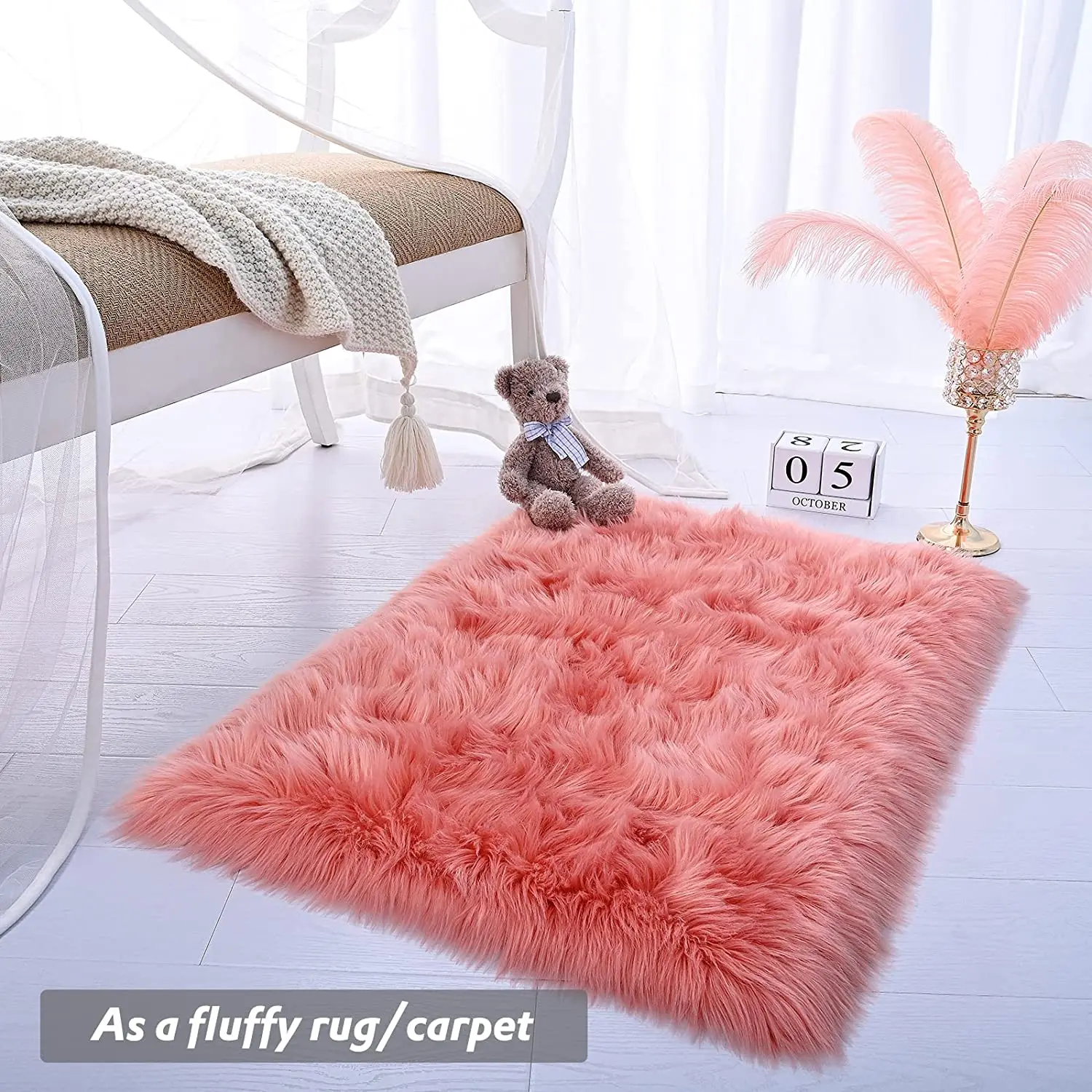 Home Decoration Ultra Soft Faux Sheepskin Fur Rugs Coral Fluffy Area Rug Shag Carpets For