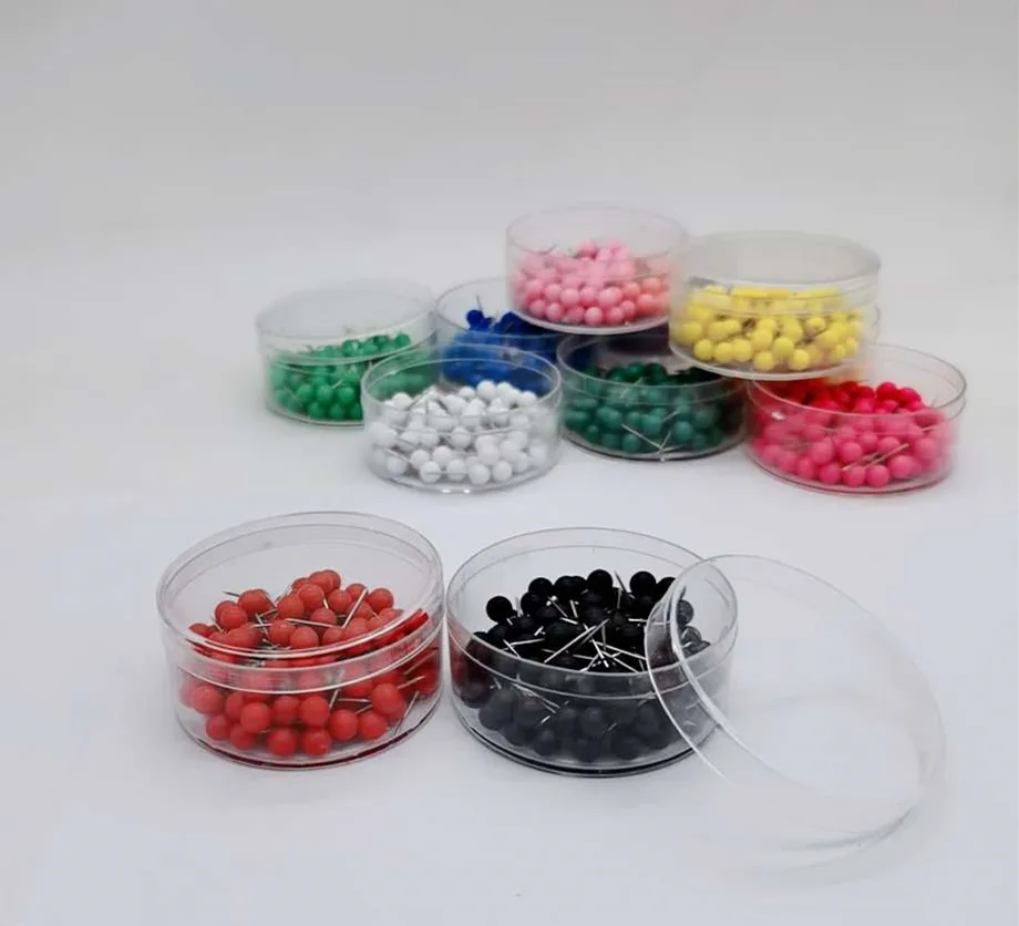 Round Head Map Pins Push Pins Ball Thumbtack Candy Color Pushpins ...