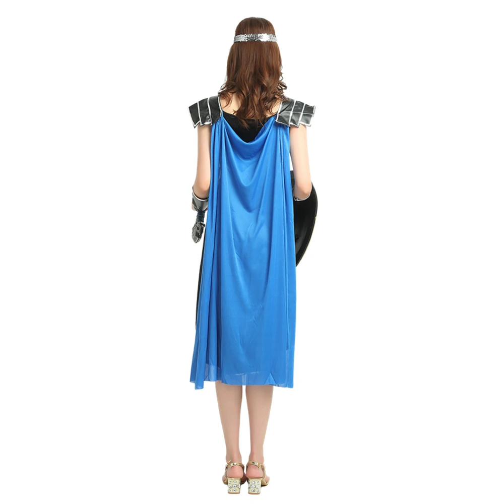 blue warrior dress Blue Viking Dress with Intricate Embroidery