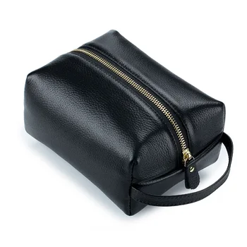 Trousse De Toilette Dopp En Cuir De Vachette Marron - Fabriqué En Inde - Occasion Bon état