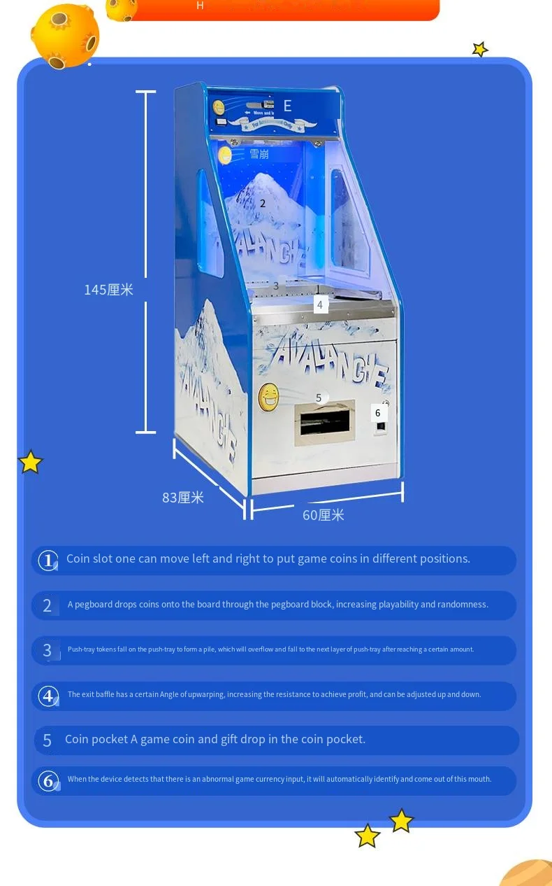 Factory Direct Sales Single Coin Pusher Machine with Stop Button Coin Pusher Arcade With Bill Changer Machine