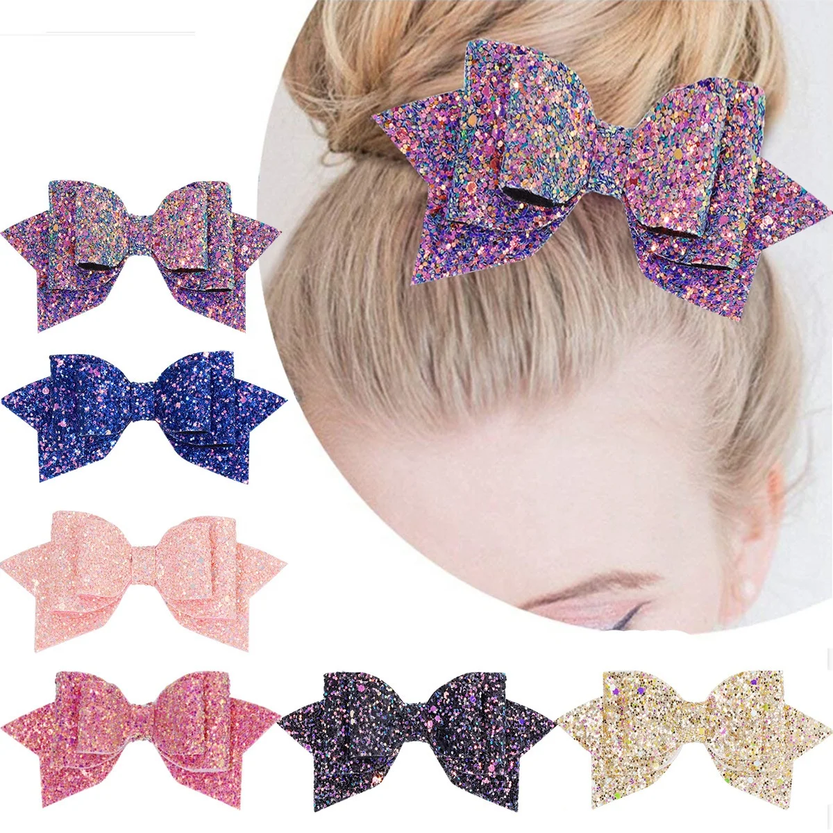 hot sale cute sequined swallowtail bow hairpins for girls
