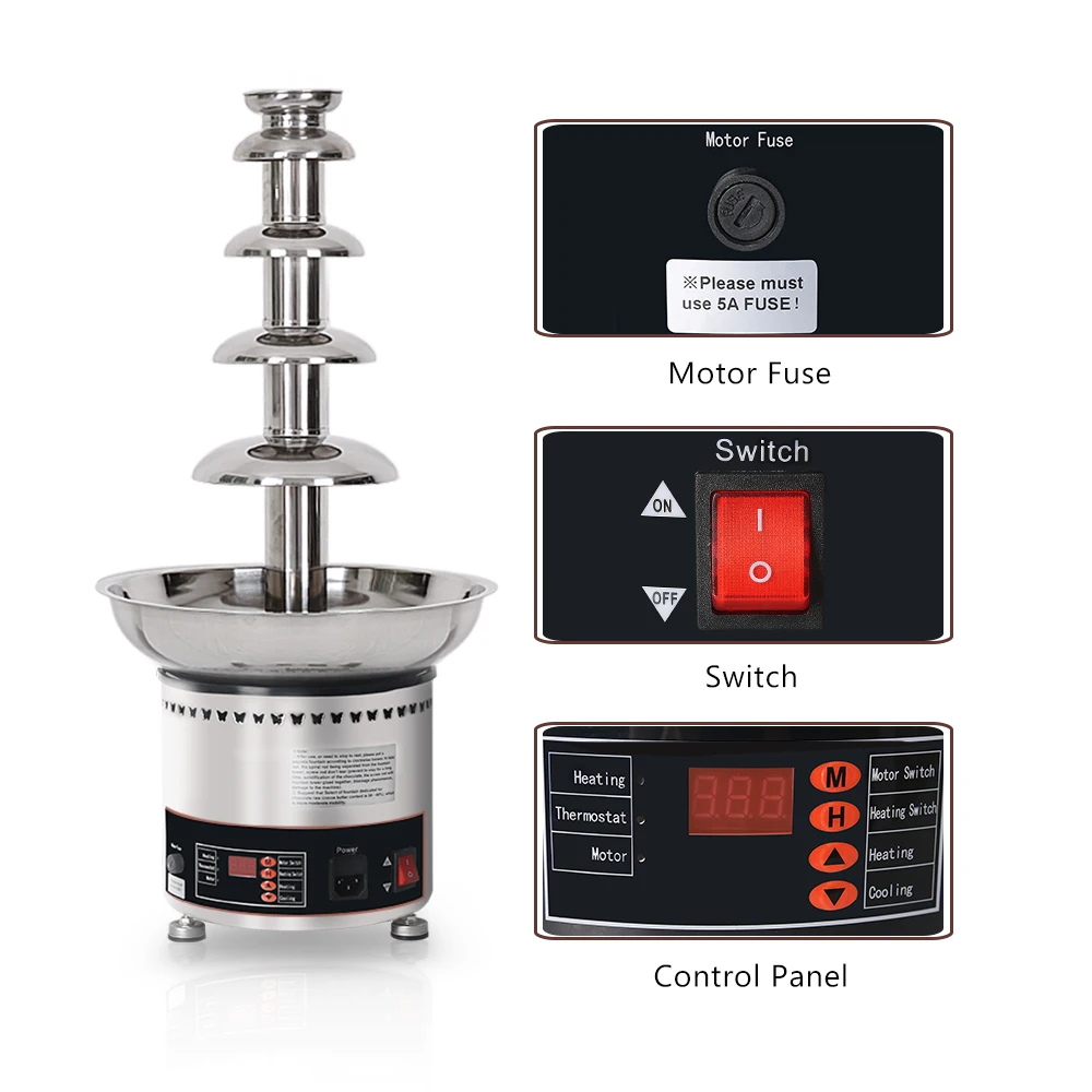 6 Tiers Chocolate Fountain Stainless 5kg Commercial Party Chocolate Fountain Chocolate Waterfall Machine 110V/220V/240V - Image 5