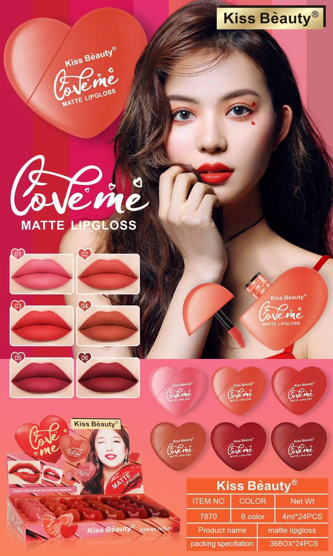 kiss beauty love me lipstick