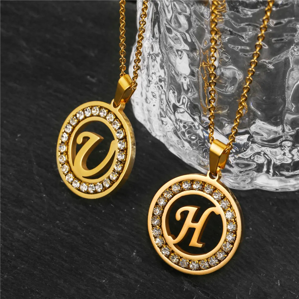 Buy Richsteel Initial A Necklace for Men Women 18K Gold Plated Ice Out  Pendant with 22 Inch Chain Fashion Letter Name Jewelry at