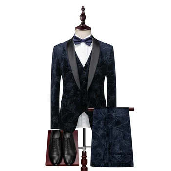Nanchang XIhui The Latest Fashionable A Two Piece Blue Velvet Suit Custom Velvet Custom Tuxedo Men Suits