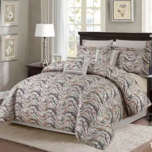 8pcs American Style King Size Jacquard Comforter Set Colorful Embroidered Geometric Pattern Woven Comforter Coverlet Shams