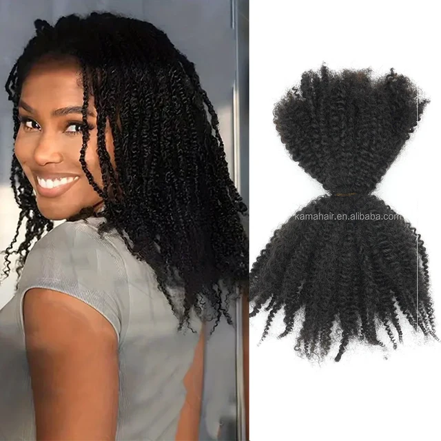 KAMA 100% Remy Indian Human Hair Braiding Hair Wholesale 4C Cheveux Naturel High Quality Soft Afro Kinky Curly Machine Double