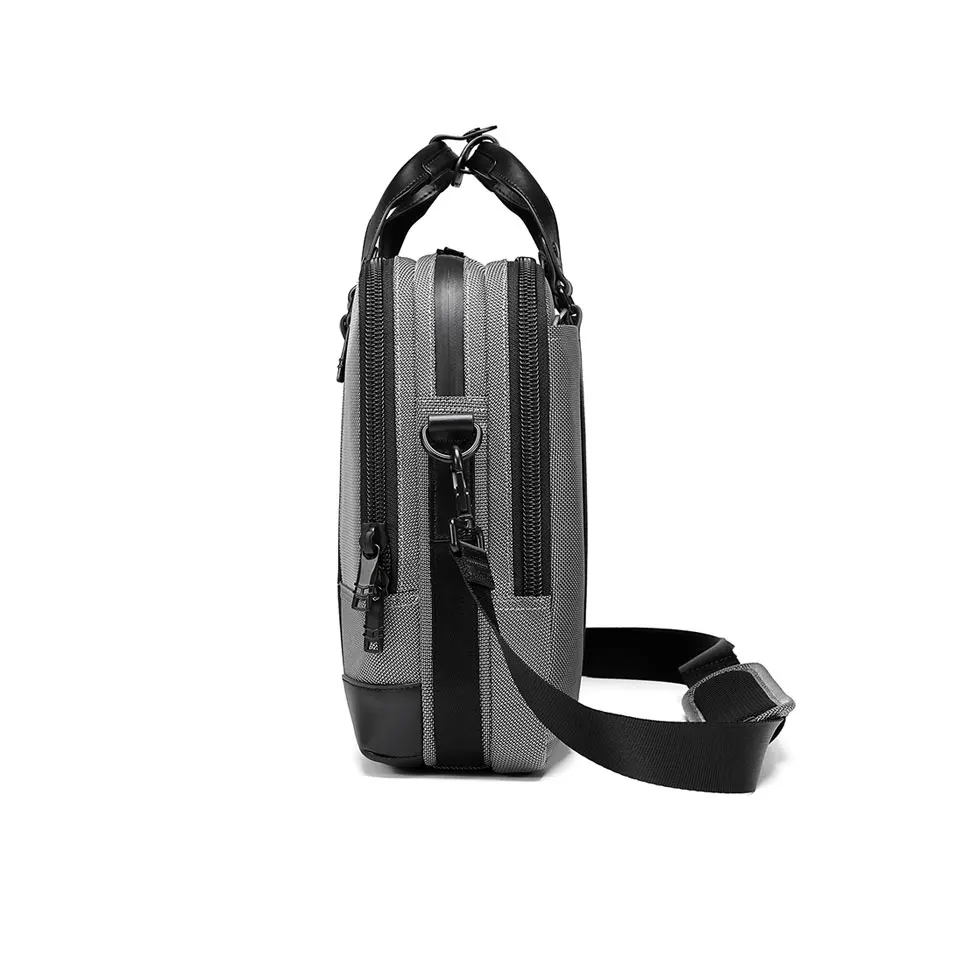 Custom Logo 14L Volume Fit 16 Inch Laptop Genuine Leather Decoration Luxury Ballistic Nylon Office Bag for Men