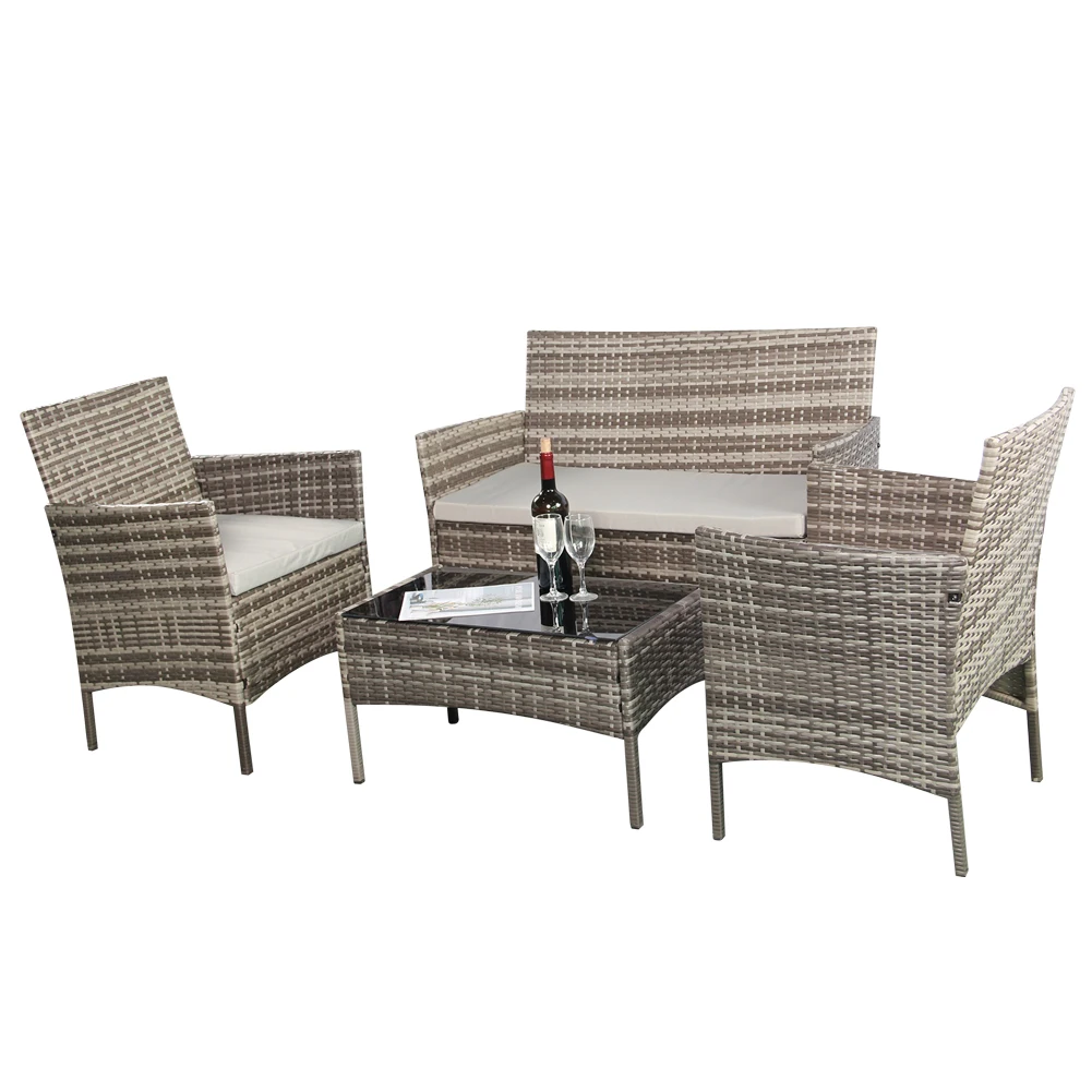 Cheap 4 Pieces Rattan Wicker Outdoor Furniture Sale Set Garden Rattan