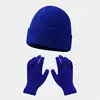 Autumn and winter warm gloves hat suit-[sapphire blue]]