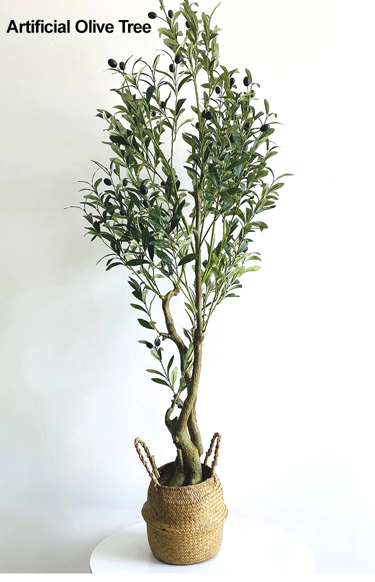Árbol de olivo Artificial en maceta, plantas verdes falsas, bonsái grande  para el hogar, Hotel, oficina, adornos verdes, decoración