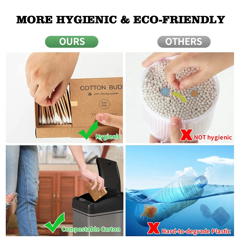 hot selling oem double-headed eco friendly bamboo makeup cotton buds wooden ear cleaning cotton swab case