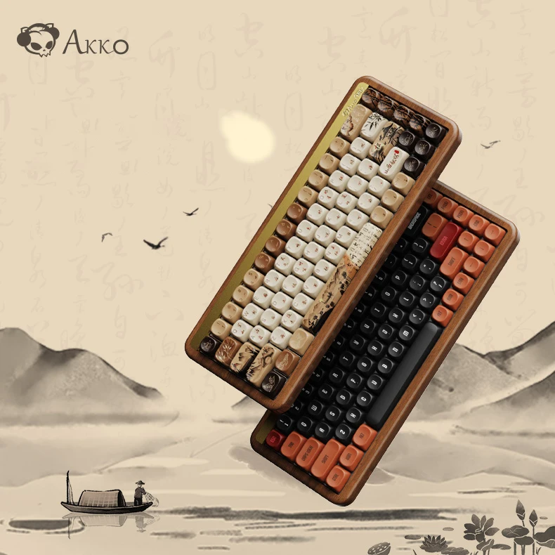 Akko Mu01 Wooden Rgb Mechanical Gaming Keyboard - Hot Swap, 3-mode