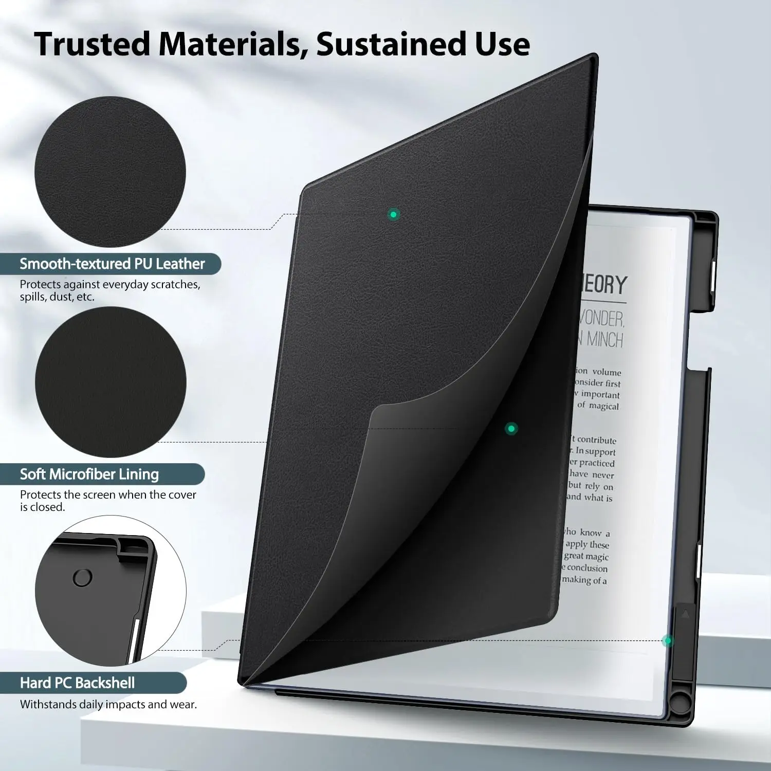 product laudtec slim lightweight stand hard back shell protective cover compatible for remarkable 2 paper tablet 103 2020  black-3