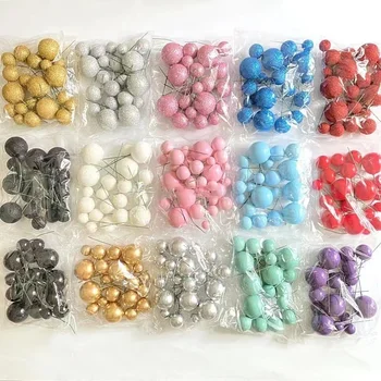 2024 new baking foam wholesale factory party supplies 20pcs mixed ball one bag Birthday cake decoration topper Flash pastel ball