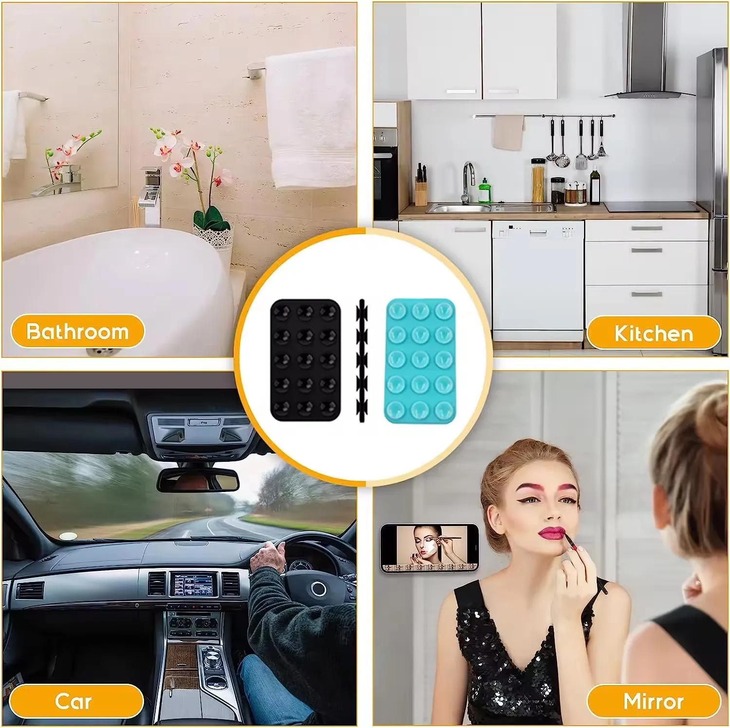 Supporto Adesivo Universale StickyPhones Con Ventosa Per Smartphone – Riutilizzabile, Per Auto, Vetro, Piastrelle, Perfetto Per Selfie E TikTok
